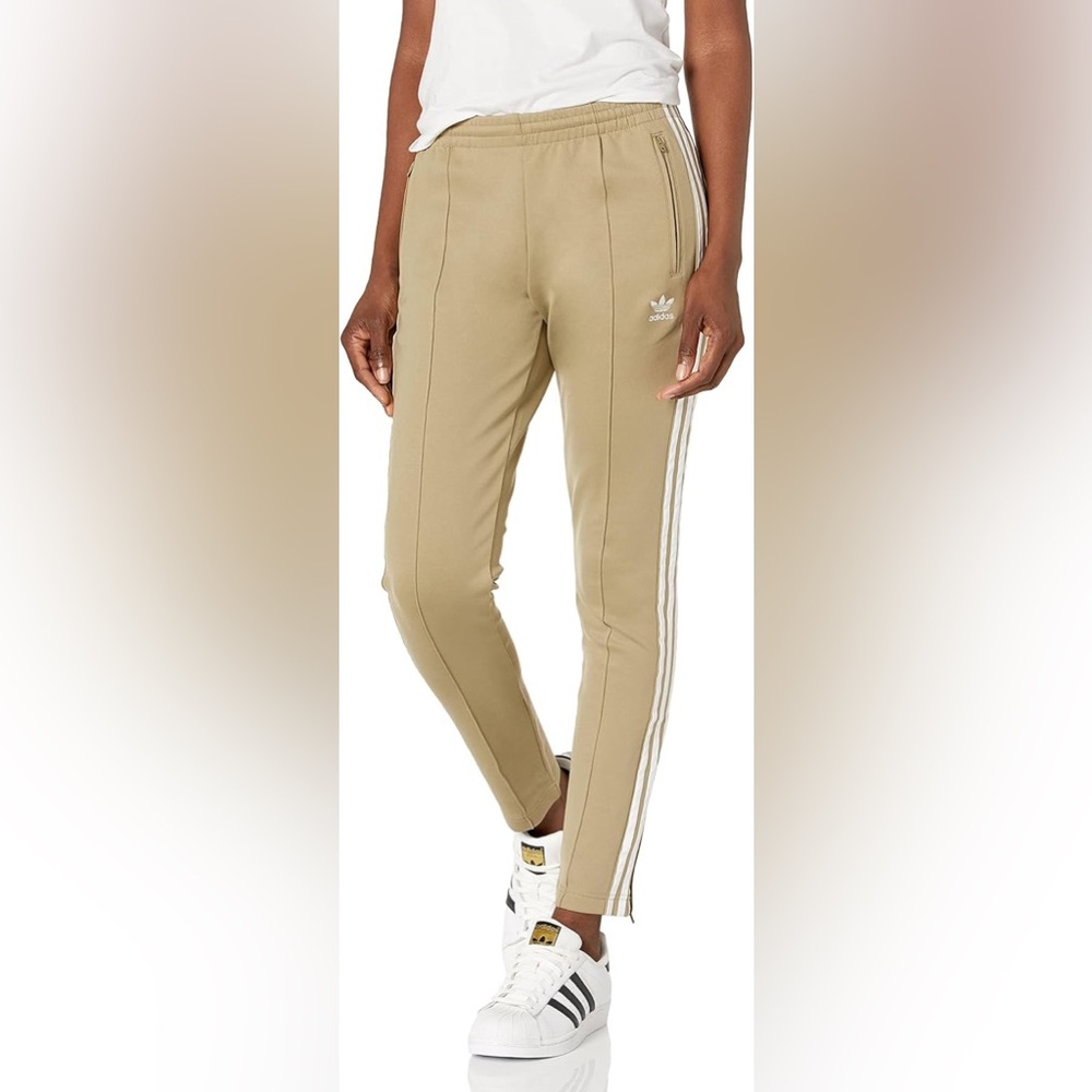 Adidas Adicolor Classics SST Track Pants – Women’s Small Beige 3-Stripe